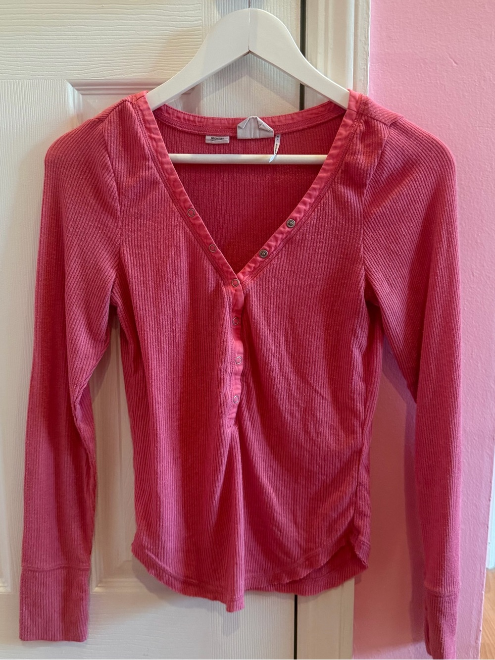 Pacsun out from under Ribbed Henley pink Long-Sleeve Top